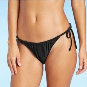 Xhilaration Black Shirred Side Tie Bikini Bottom